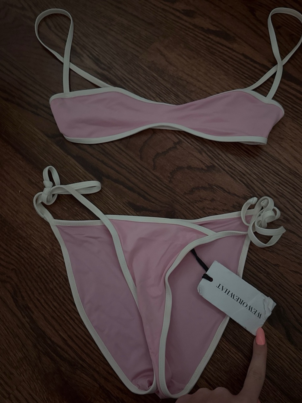 WeWoreWhat Pink Bikini with Cream Trim